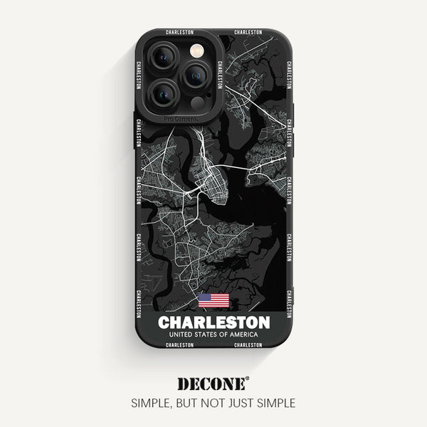 iPhone 13 Series | City Line Map Series Pupil Liquid Silicone Phone Case - Charleston-SC