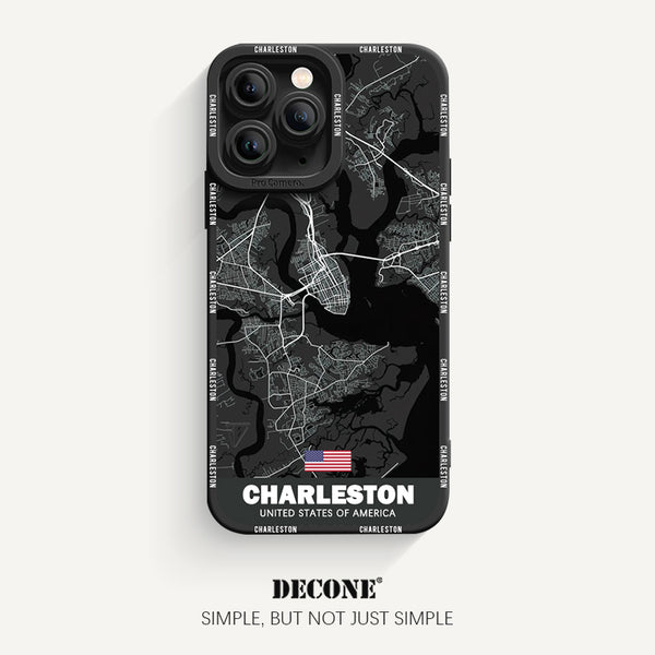 iPhone 11 Series | City Line Map Series Pupil Liquid Silicone Phone Case - Charleston-SC