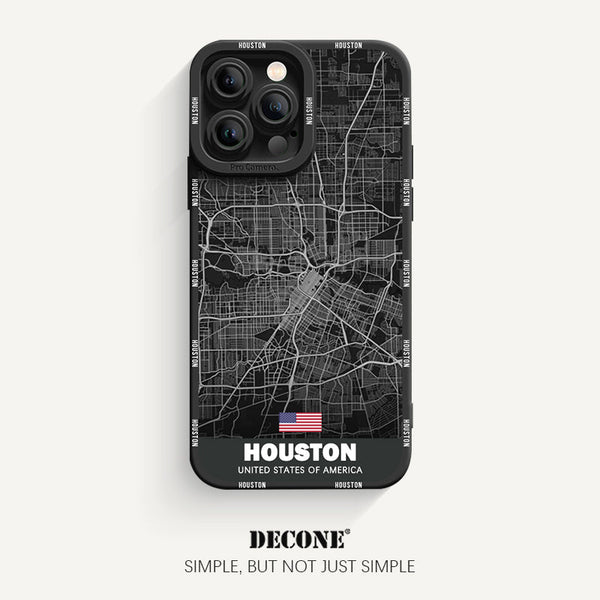 iPhone 13 Series | City Line Map Series Pupil Liquid Silicone Phone Case - Houston