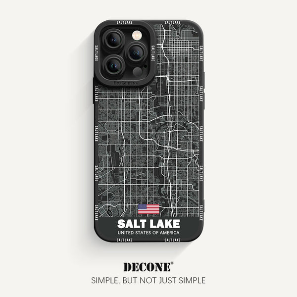 iPhone 14 Series | City Line Map Series Pupil Liquid Silicone Phone Case - Salt Lake