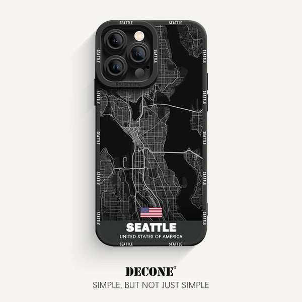 iPhone 12 Series | City Line Map Series Pupil Liquid Silicone Phone Case -Seattle