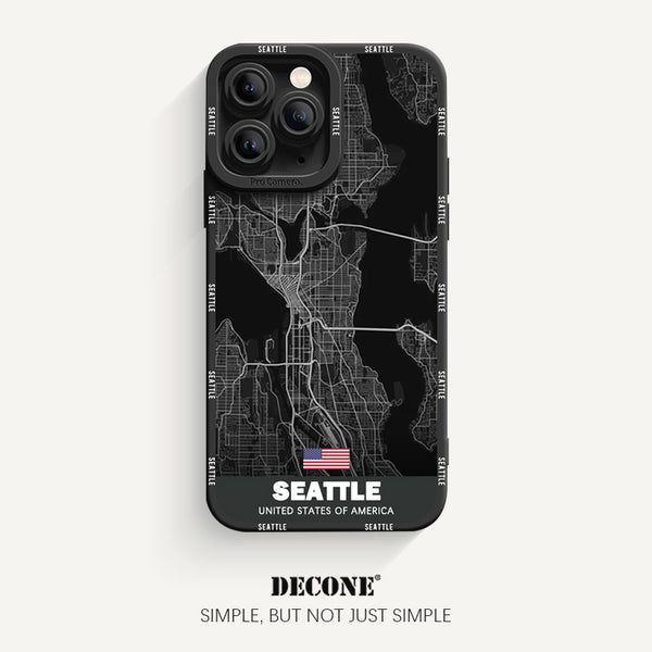 iPhone 11 Series | City Line Map Series Pupil Liquid Silicone Phone Case - Seattle