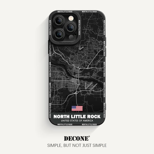 iPhone 14 Series | City Line Map Series Pupil Liquid Silicone Phone Case - North Little Rock