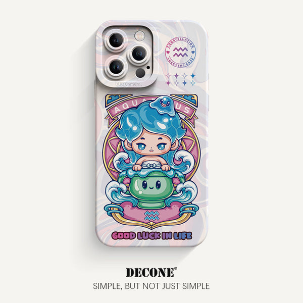 iPhone 12 Series | Zodiac Series Pupil Liquid Silicone Phone Case - Aquarius(Cartoon image)