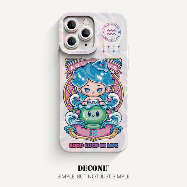 iPhone 11 Series | Zodiac Series Pupil Liquid Silicone Phone Case - Aquarius(Cartoon image)