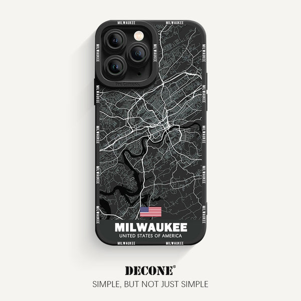 iPhone 11 Series | City Line Map Series Pupil Liquid Silicone Phone Case - Milwaukee