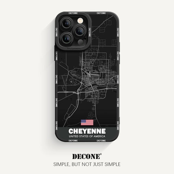 iPhone 12 Series | City Line Map Series Pupil Liquid Silicone Phone Case - Cheyenne