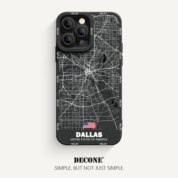 iPhone 14 Series | City Line Map Series Pupil Liquid Silicone Phone Case - Dallas