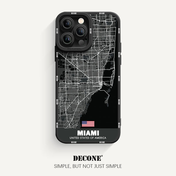 iPhone 14 Series | City Line Map Series Pupil Liquid Silicone Phone Case - Miami