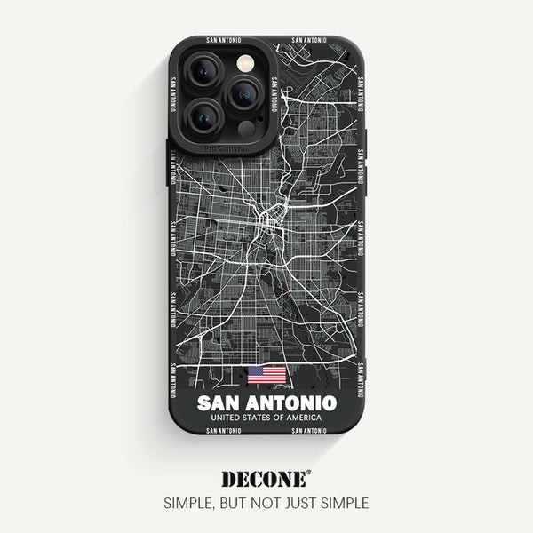 iPhone 12 Series | City Line Map Series Pupil Liquid Silicone Phone Case - San Antonio