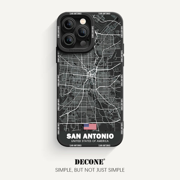 iPhone 13 Series | City Line Map Series Pupil Liquid Silicone Phone Case - San Antonio