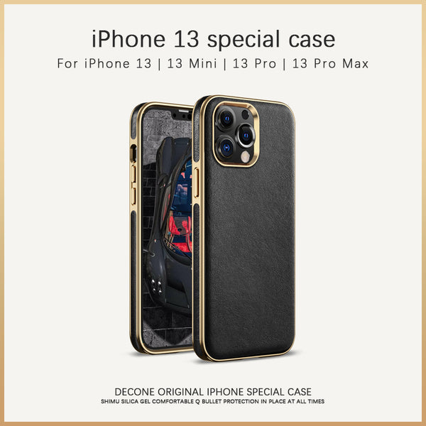 【Decone】iPhone 13 Series | Gold-plated leather phone case