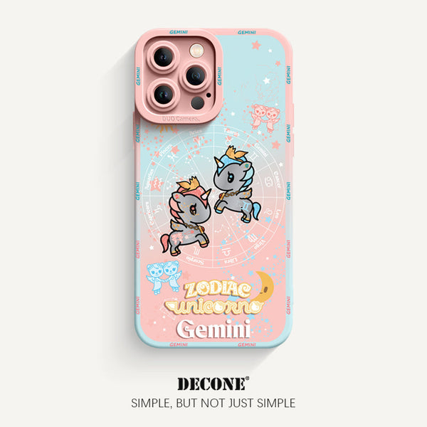 iPhone 12 Series | Zodiac Series Pupil Liquid Silicone Phone Case - Gemini(Unicorn)