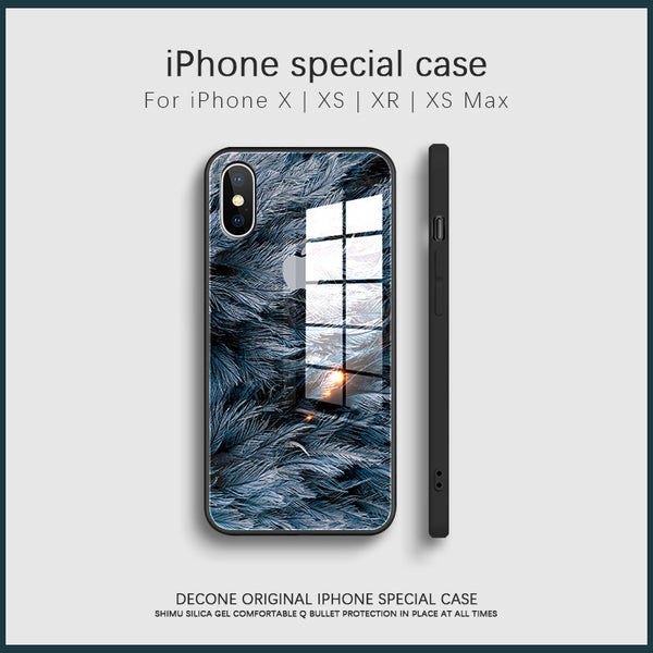 【Decone】iPhone X series starry sky 9H tempered glass phone case (gift lanyard)
