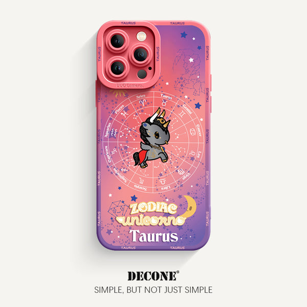 iPhone 14 Series | Zodiac Series Pupil Liquid Silicone Phone Case - Taurus(Unicorn)
