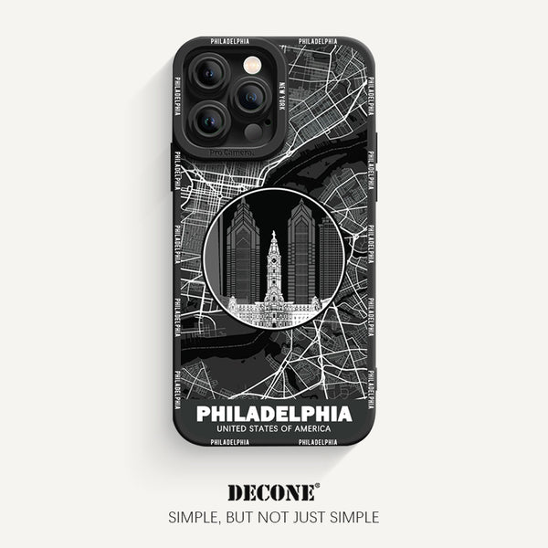 iPhone 14 Series | City Line Map Series Pupil Liquid Silicone Phone Case - Philadelphia