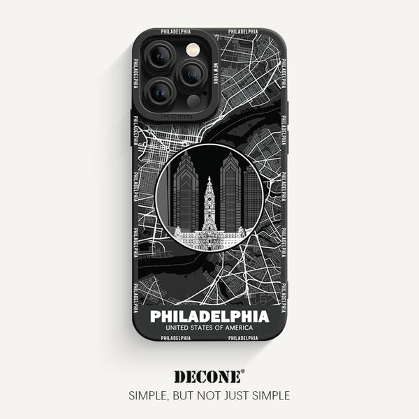 iPhone 12 Series | City Line Map Series Pupil Liquid Silicone Phone Case - Philadelphia