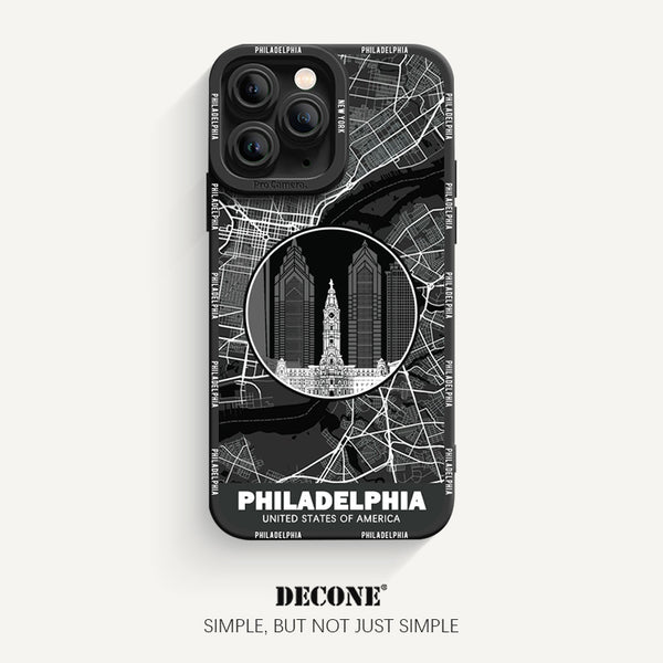 iPhone 11 Series | City Line Map Series Pupil Liquid Silicone Phone Case - Philadelphia