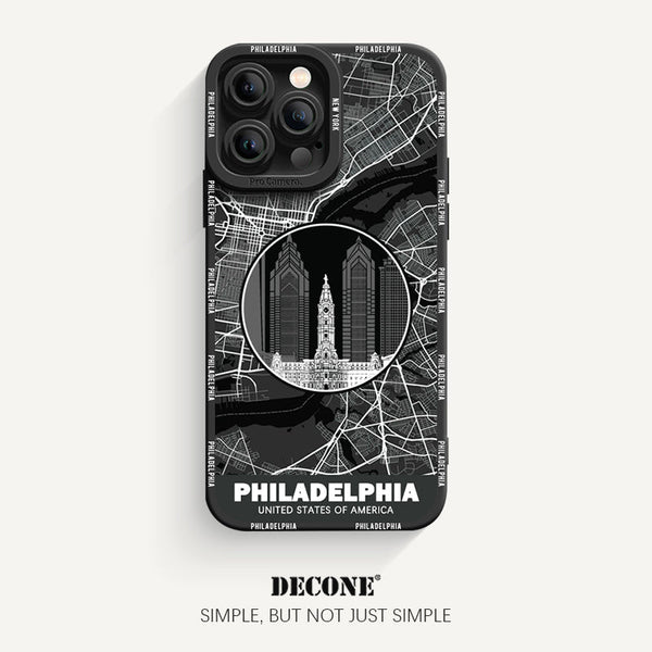 iPhone 13 Series | City Line Map Series Pupil Liquid Silicone Phone Case - Philadelphia