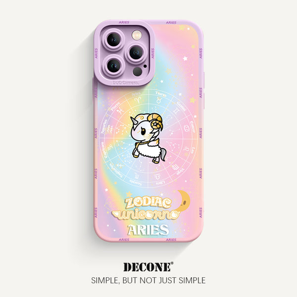 iPhone 11 Series | Zodiac Series Pupil Liquid Silicone Phone Case - Aries(Unicorn)
