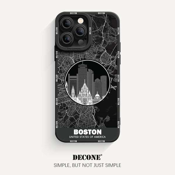 iPhone 13 Series | City Line Map Series Pupil Liquid Silicone Phone Case - Boston