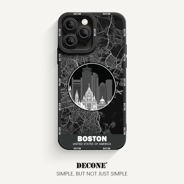 iPhone 11 Series | City Line Map Series Pupil Liquid Silicone Phone Case - Boston