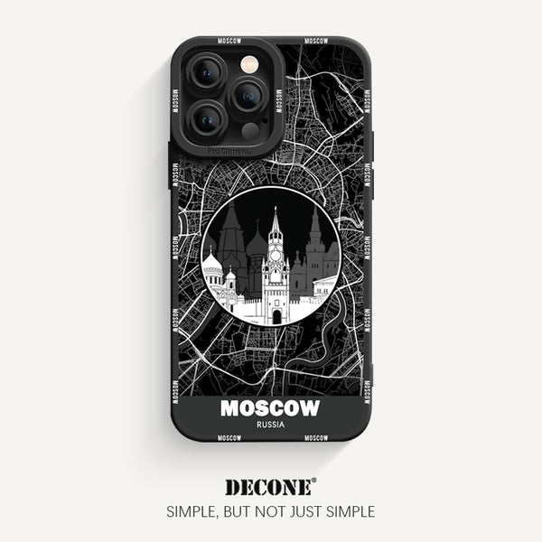 iPhone 14 Series | City Line Map Series Pupil Liquid Silicone Phone Case - Moscow
