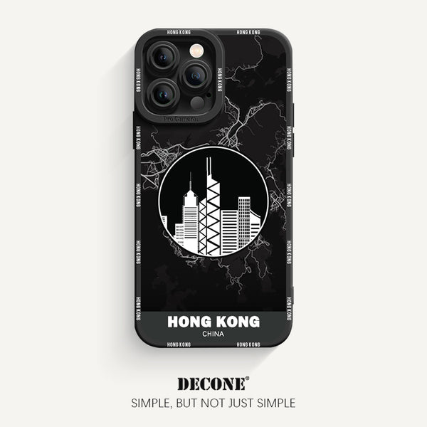 iPhone 14 Series | City Line Map Series Pupil Liquid Silicone Phone Case - Hong Kong