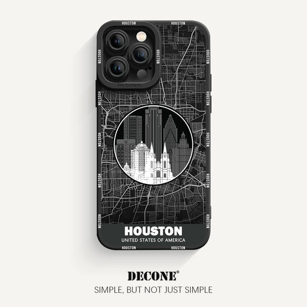 iPhone 12 Series | City Line Map Series Pupil Liquid Silicone Phone Case - Houston