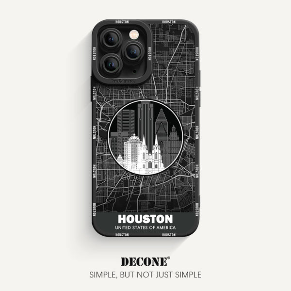 iPhone 11 Series | City Line Map Series Pupil Liquid Silicone Phone Case - Houston