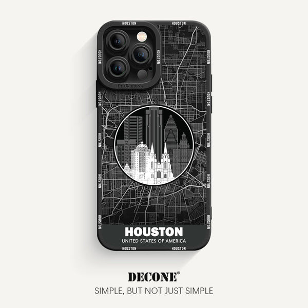iPhone 13 Series | City Line Map Series Pupil Liquid Silicone Phone Case - Houston