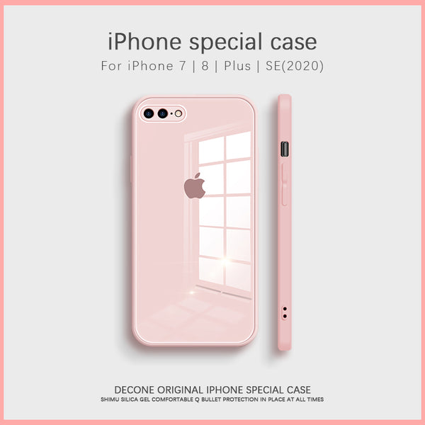 【Decone】iPhone 7/8/Plus/SE(2020) Series Macaron Straight Edge Tempered Glass Case (gift lanyard)