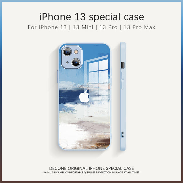 【Decone】iPhone 13 Series | Watercolor 9H tempered glass phone case (gift lanyard)