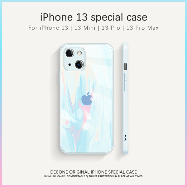 【Decone】iPhone 13 series | Watercolor 9H tempered glass phone case (gift lanyard)